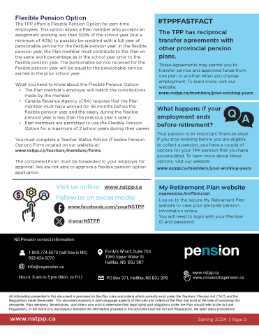 Page two of the Spring 2024 TPP Pension News for Active Members