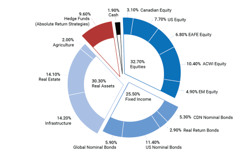 A donut chart showing the asset mix