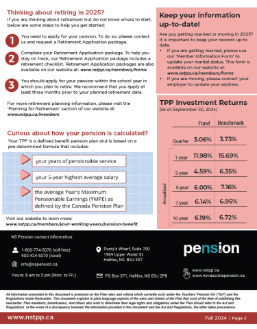 Page two of the Fall 2024 TPP Pension News for Active Members